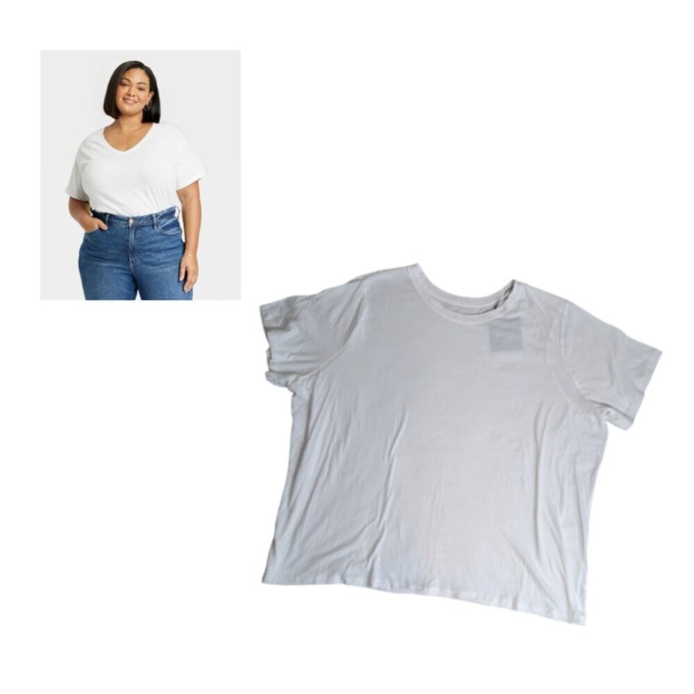 Ava & Viv White T-Shirt Size 4X